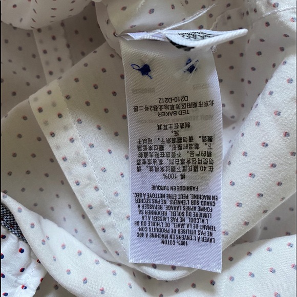 🔥SALE🔥 Ted Baker Men’s Long Sleeve Shirt White Dots - Picture 4 of 8